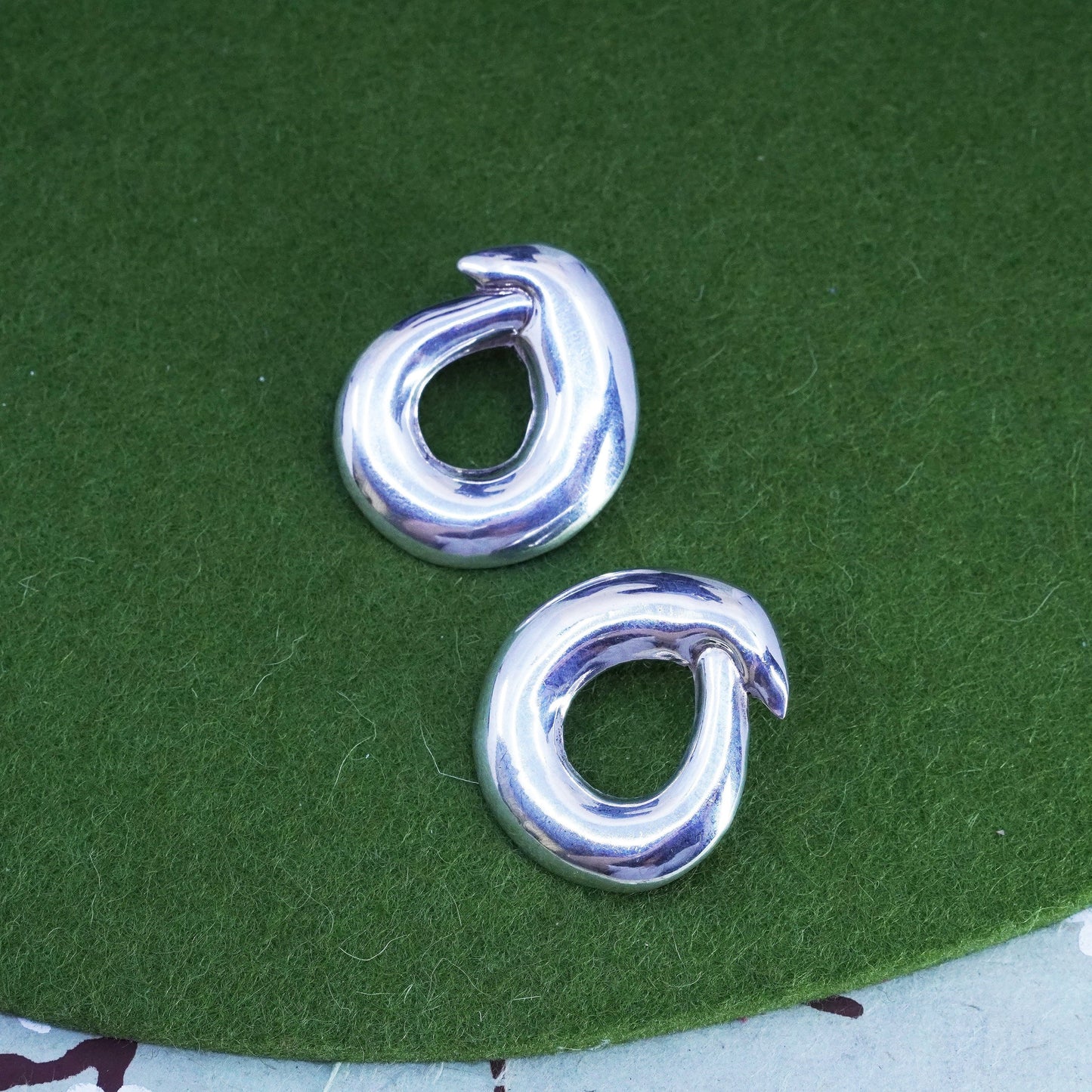 Vintage modern Sterling silver handmade earrings, southwestern 925 studs