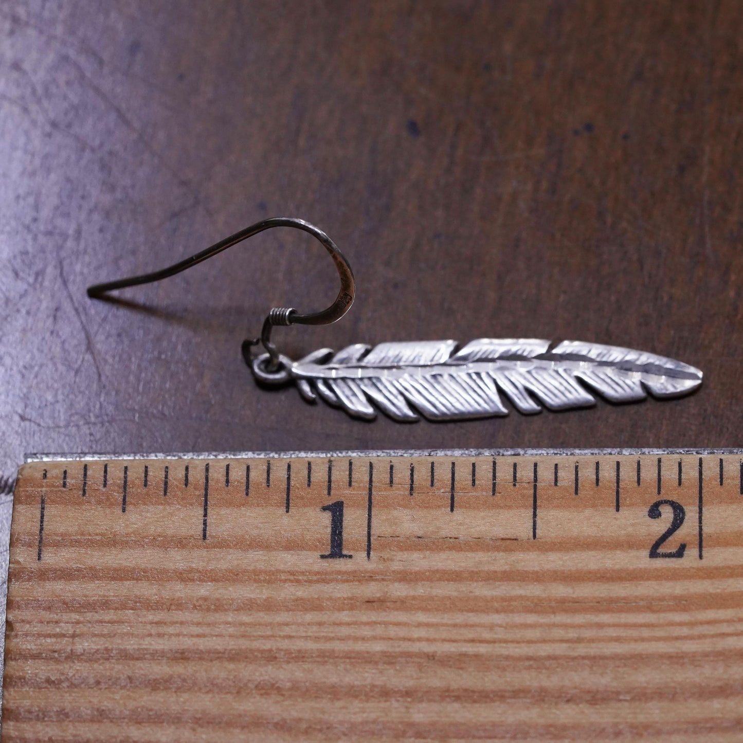 Vintage southwestern 925 Silver Vintage feather Dangle single earring