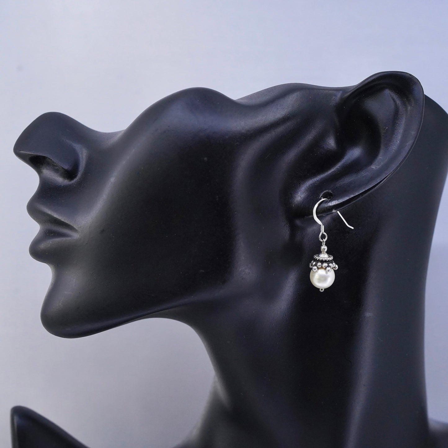Vintage Sterling 925 silver handmade earrings with pearl