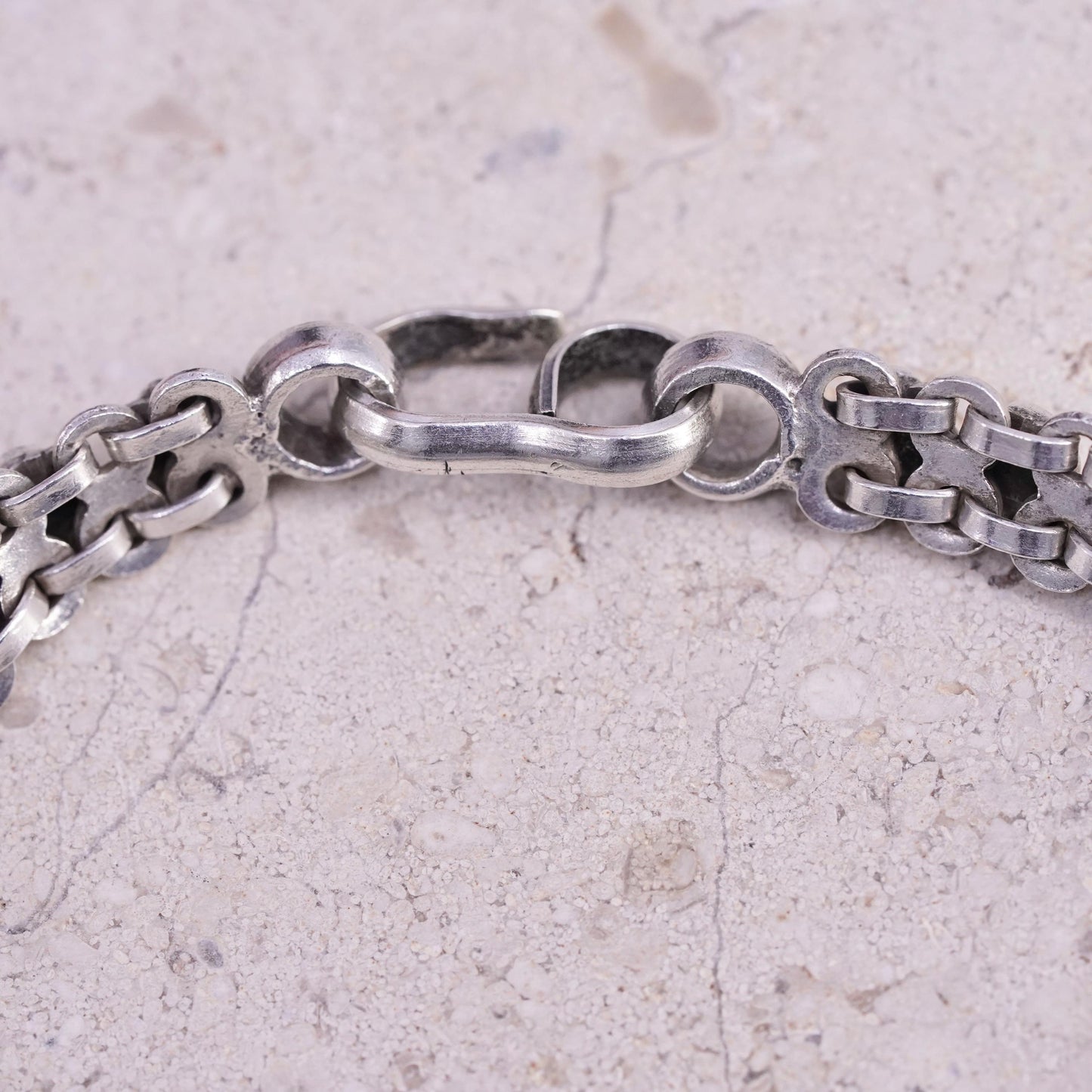 7.25", vintage Sterling silver handmade tennis bracelet, 925 flower links