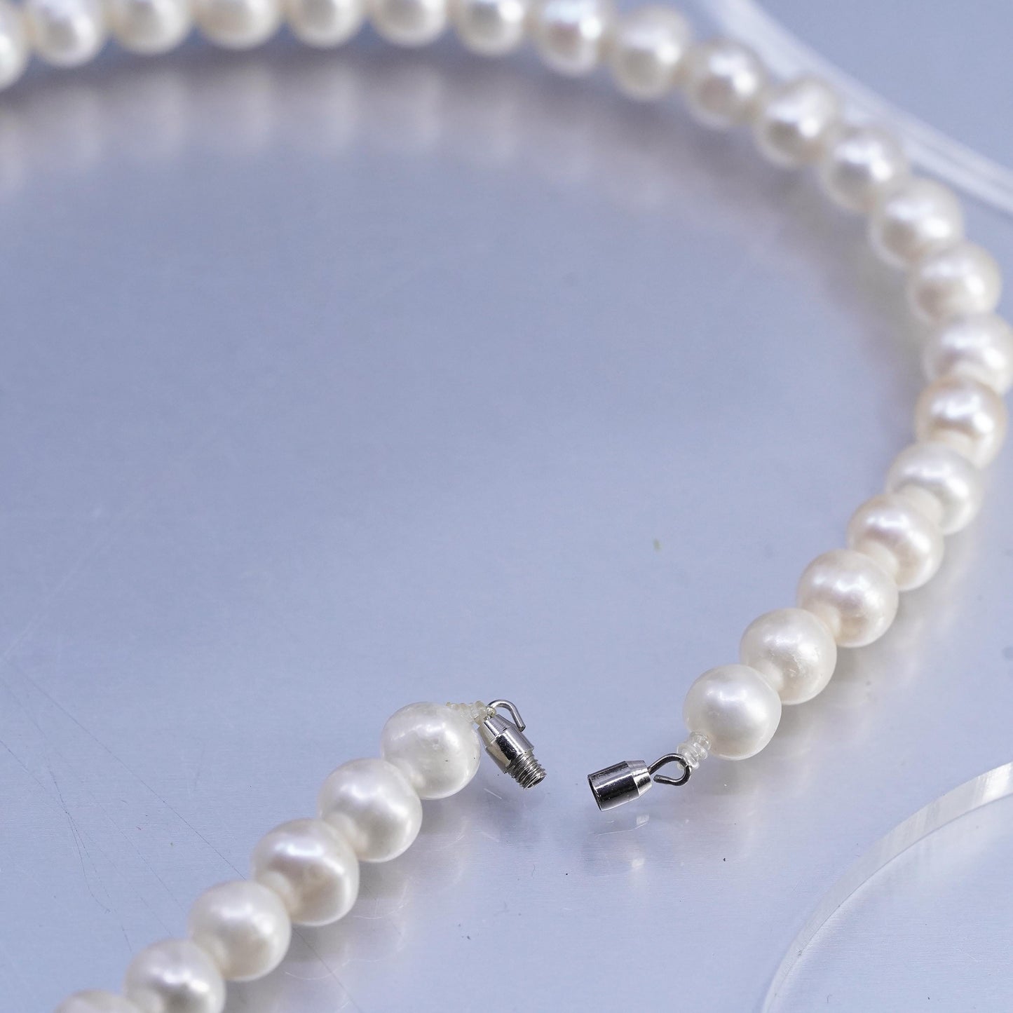 19", vintage 8mm freshwater pearl necklace with Sterling 925 silver clasp