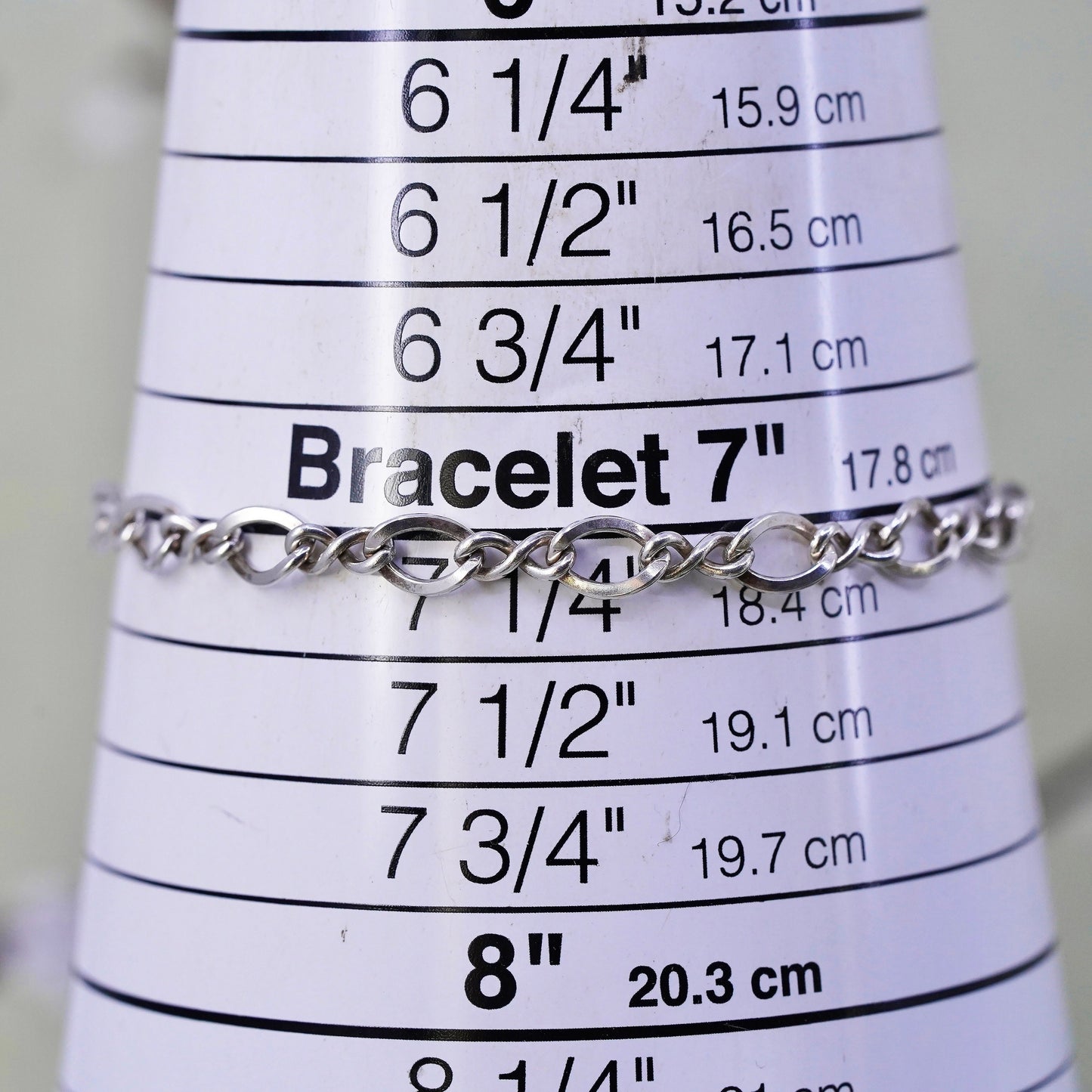 7.5" 5mm, Vintage Italy sterling silver 925 chain, men's figaro bracelet