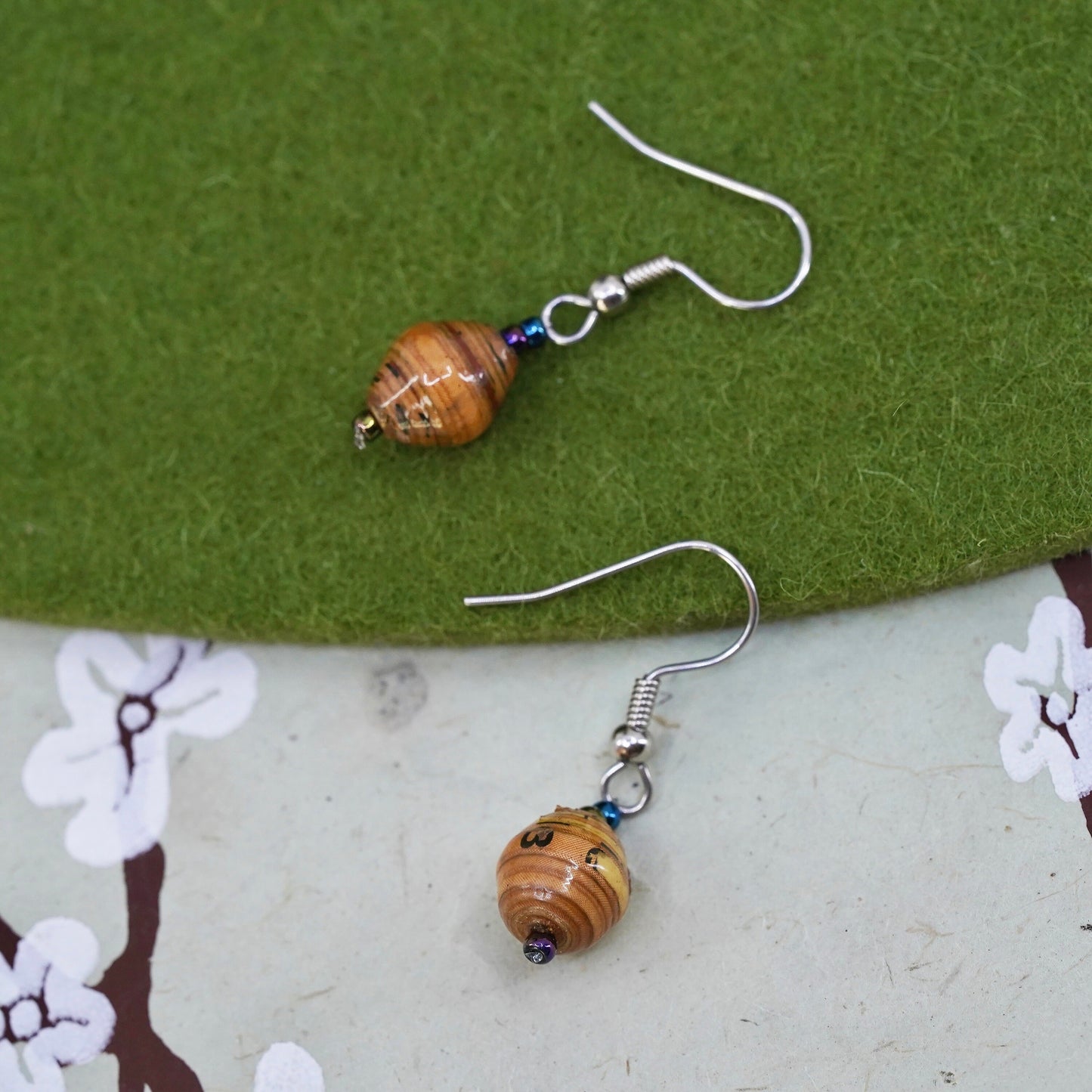 Vintage sterling silver handmade earrings, 925 bead dangles