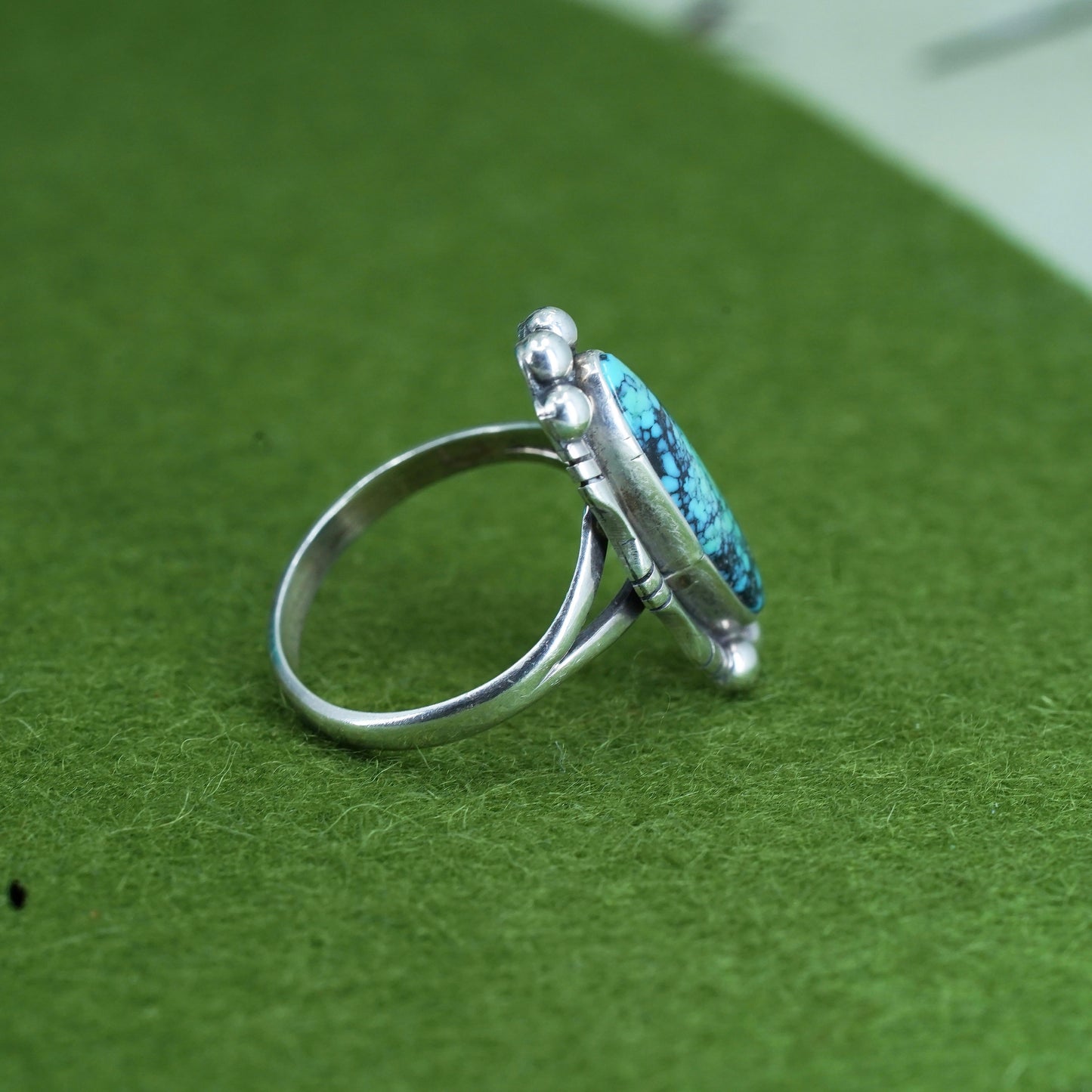 Size 8.5, Navajo sterling silver ring, Native American 925 silver ring turquoise