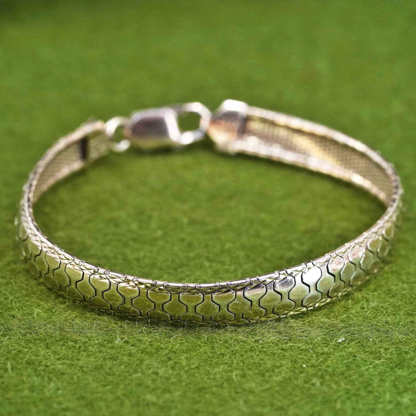 7.25", VTG vermeil gold over Sterling silver omega bracelet, Italy 925 chain