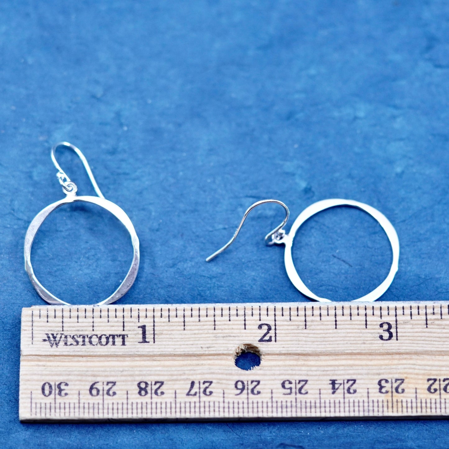 Vintage Sterling Silver handmade Earrings. 925 circle dangles