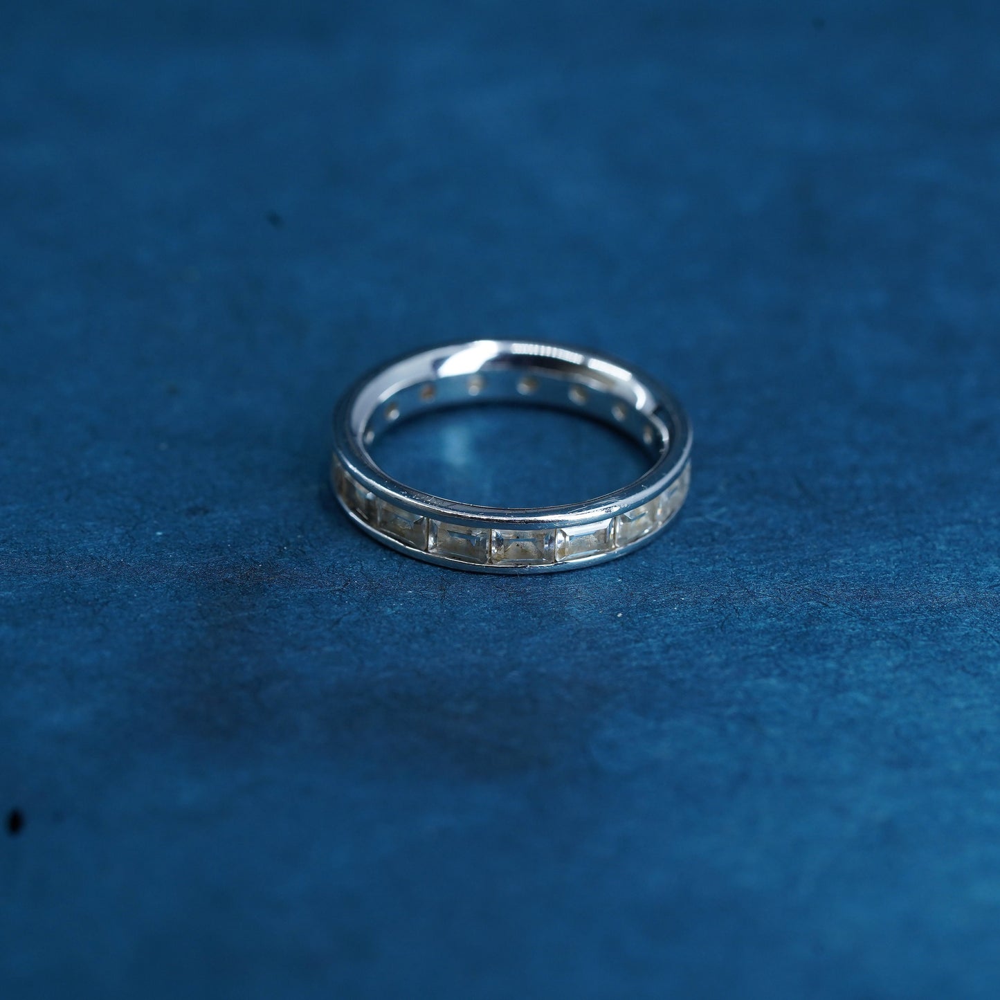Size 6, Sterling 925 silver handmade ring, 925 stackable wedding band Cz
