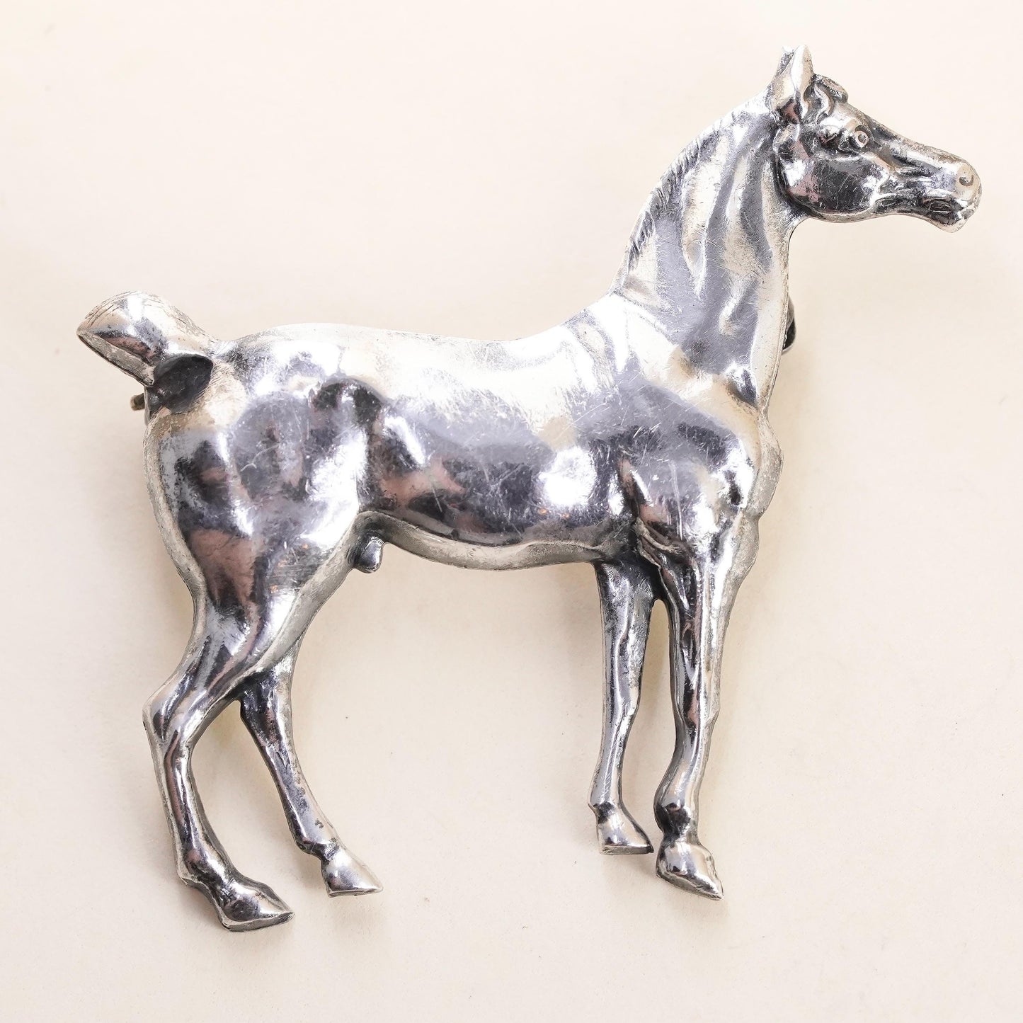 Vintage southwestern Sterling Silver Brooch 925 horse Pin, Statement Jewelry
