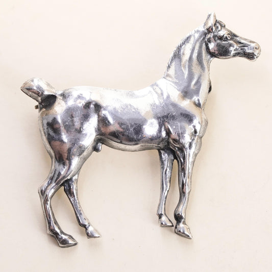 Vintage southwestern Sterling Silver Brooch 925 horse Pin, Statement Jewelry