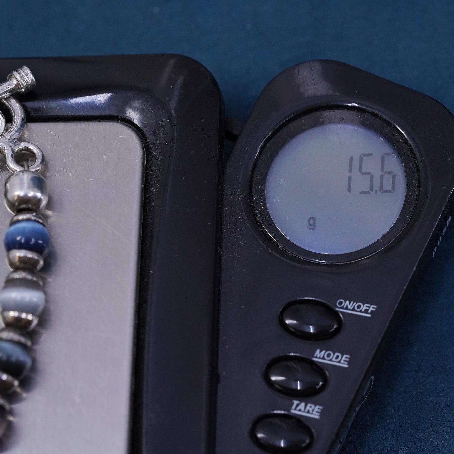 6.75”, sterling 925 silver handmade bracelet with cats eye beads toggle closure