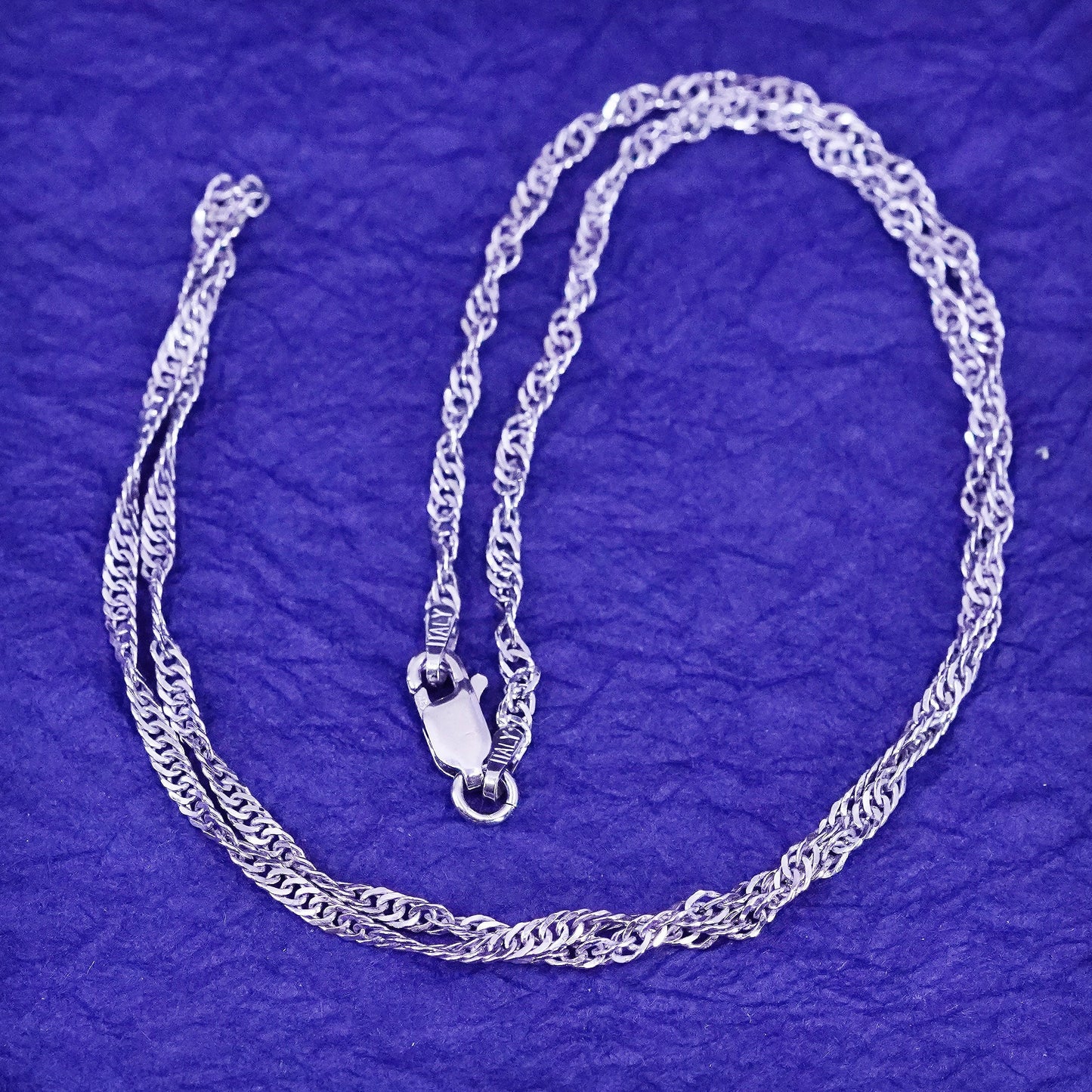 18”, Italian ITAOR Sterling silver handmade necklace, 925 Singapore rope chain