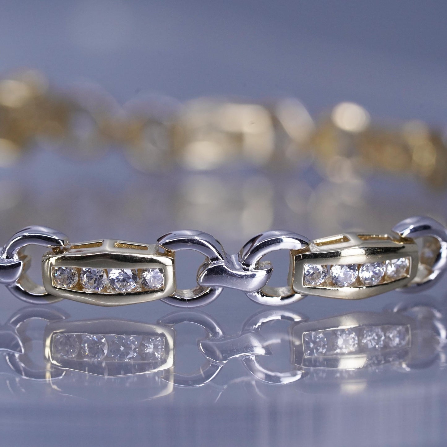 7.25”, Italy vermeil gold filled Sterling 925 silver tennis bracelet chain cz