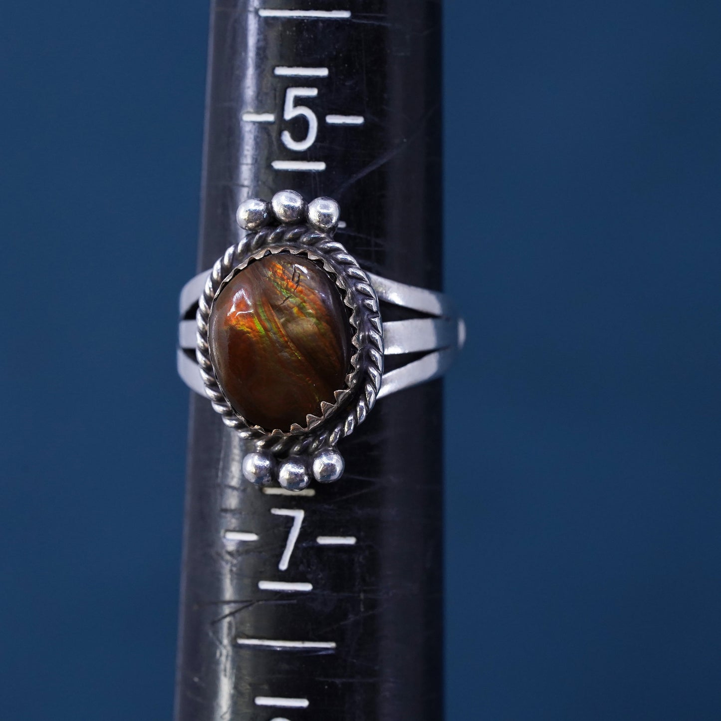 Size 6, Native American Richard Begay sterling 925 silver handmade ring abalone