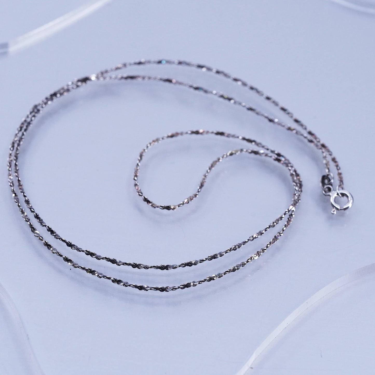 24” 1.6mm, vintage Italy Sterling 925 silver twisted chain necklace