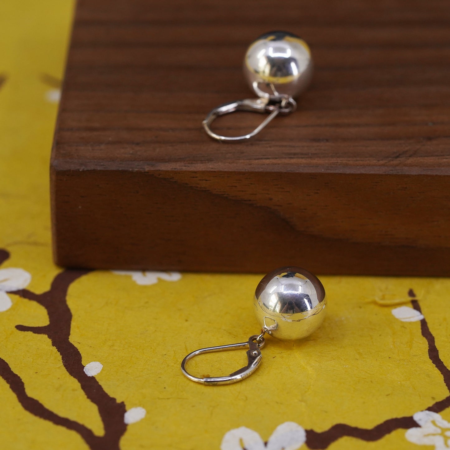 12mm, Vintage Sterling silver handmade earrings, 925 beads drops