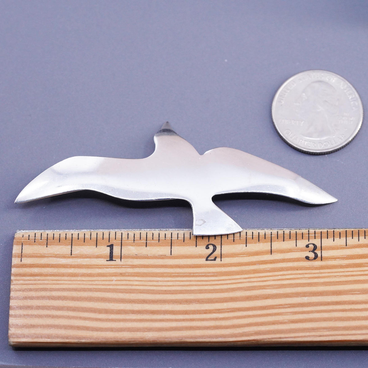 Vintage Sterling 925 Silver Seagull Bird Brooch Pin Large Flying Bird Jewelry