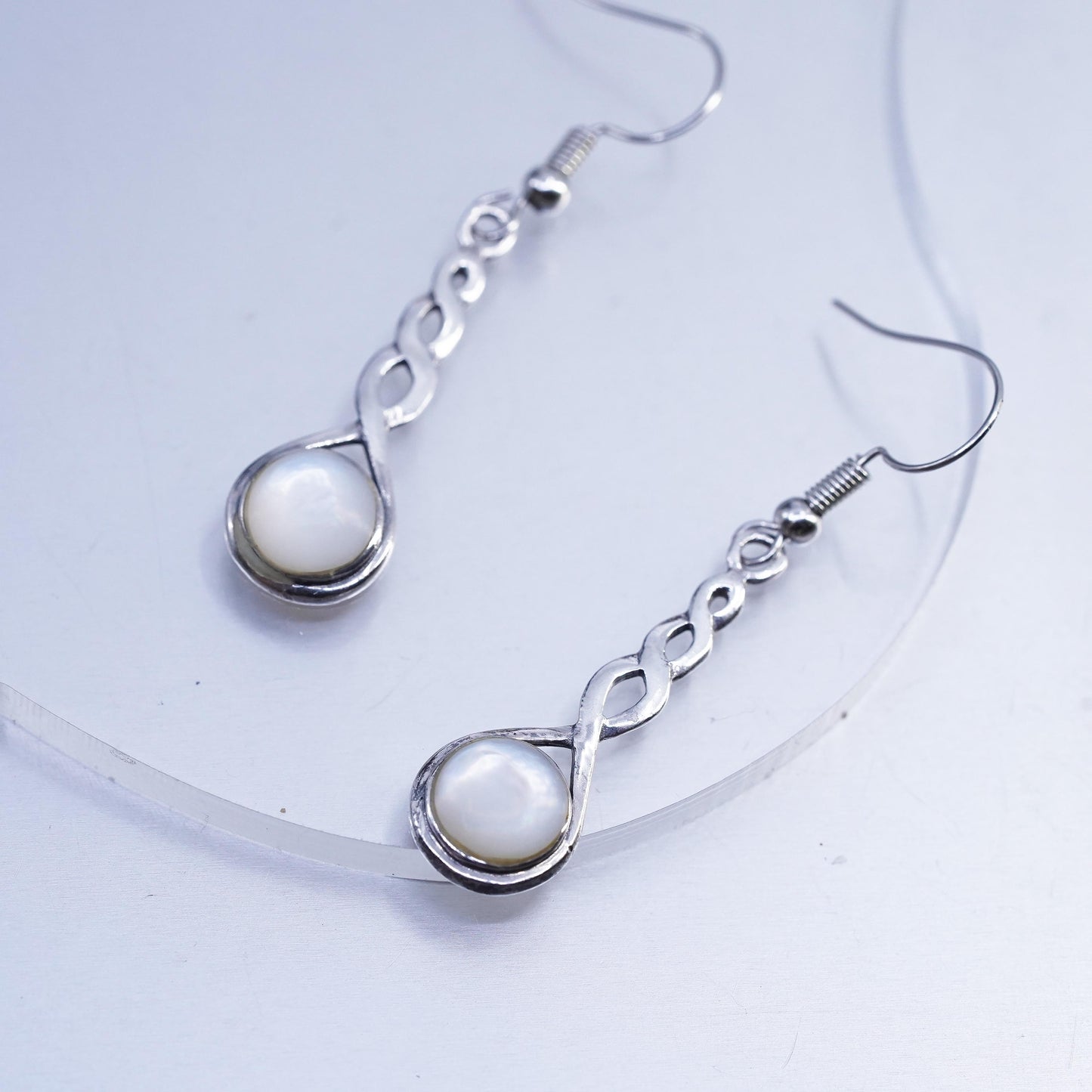 Vintage Sterling 925 silver handmade earrings with moonstone