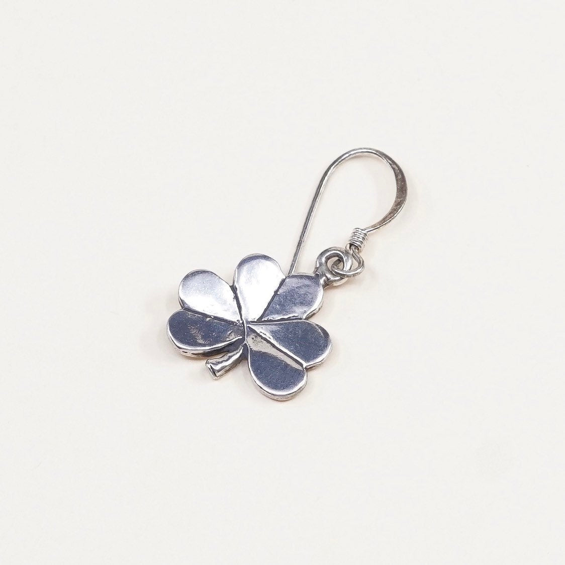 VTG sterling silver handmade earrings, 925 clover dangle