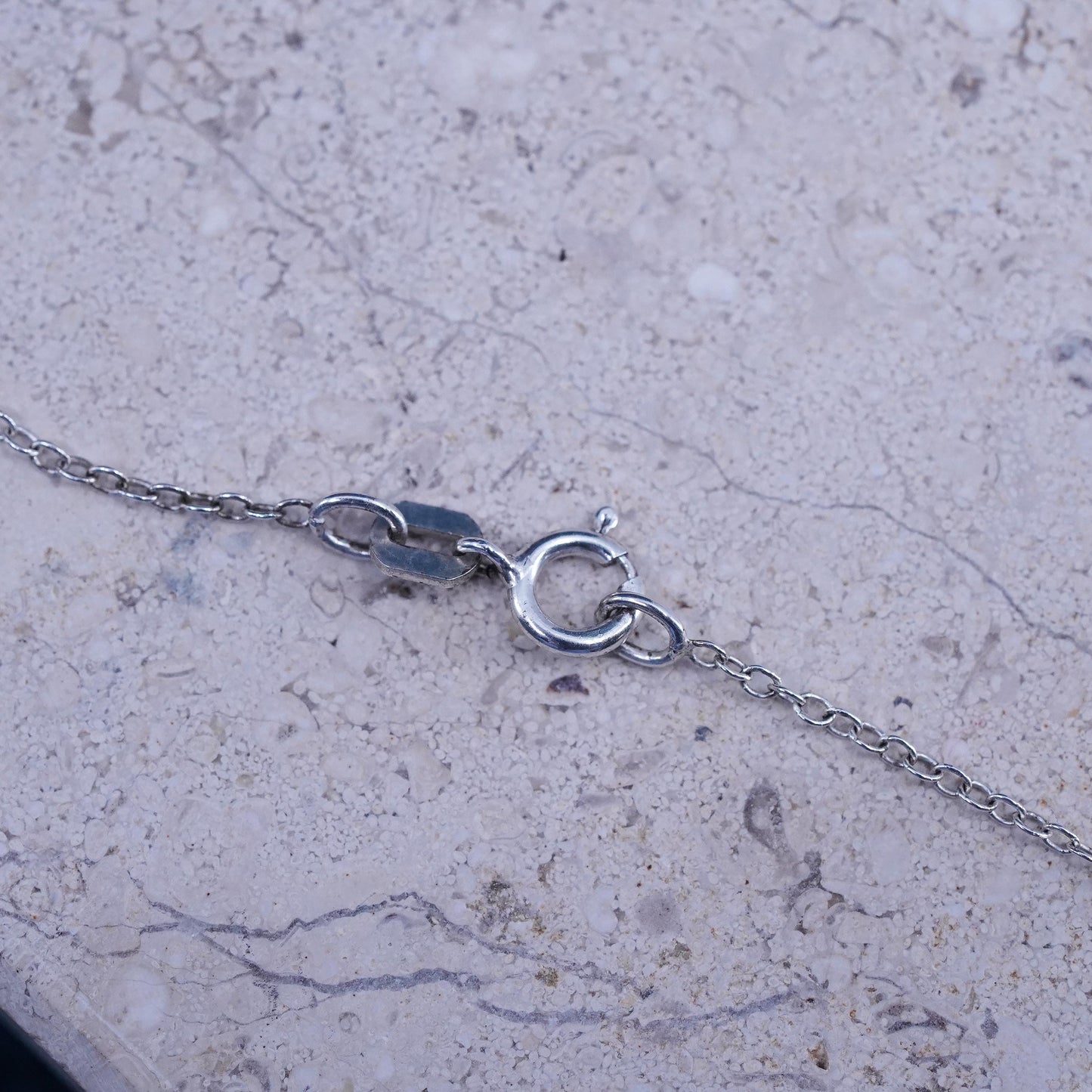 18” 1mm, vintage Sterling silver Pearl necklace, 925 circle chain deer pendant