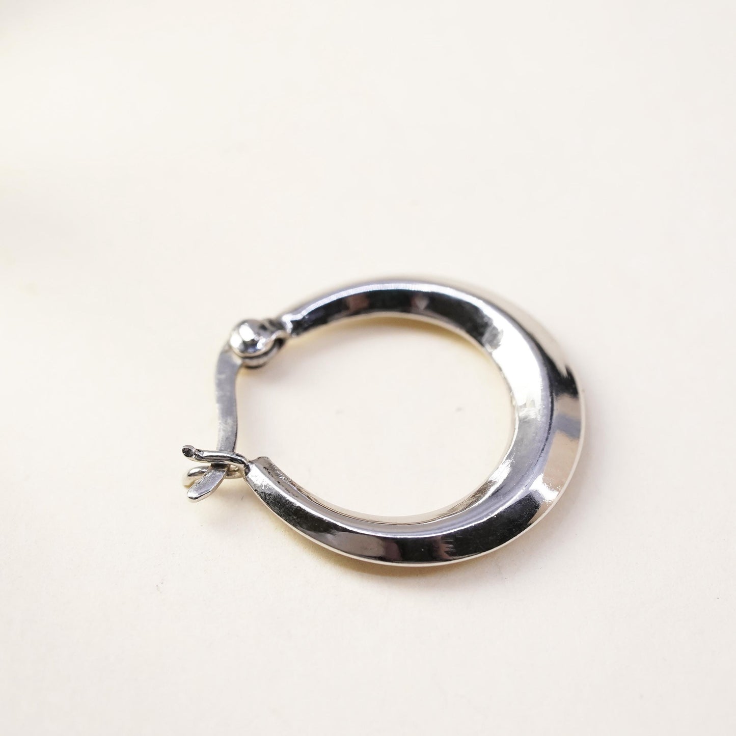 0.75", Vintage sterling silver loop single earring, minimalist primitive hoop