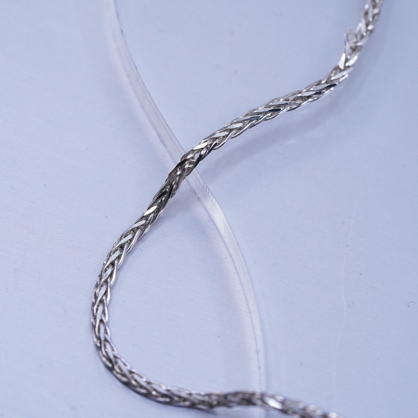 20” 2mm, vintage Mexican Sterling 925 silver handmade wheat chain necklace