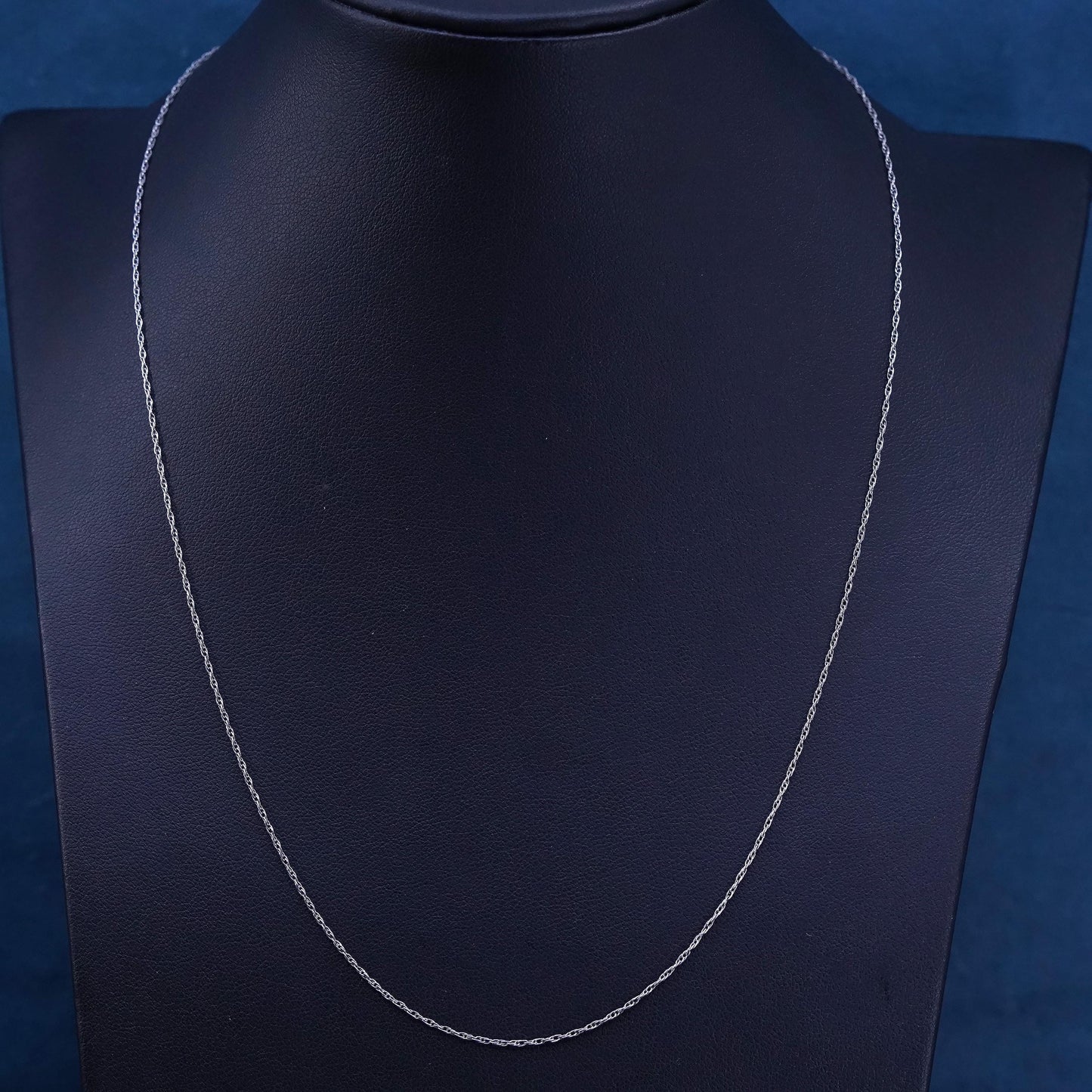 19", 1mm, vintage Sterling silver necklace, 925 Singapore rope chain