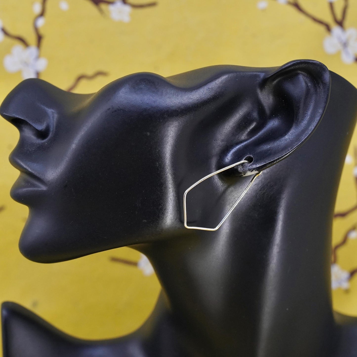 1.5", VTG vermeil gold plated Sterling silver handmade earrings, 925 edgy hoops