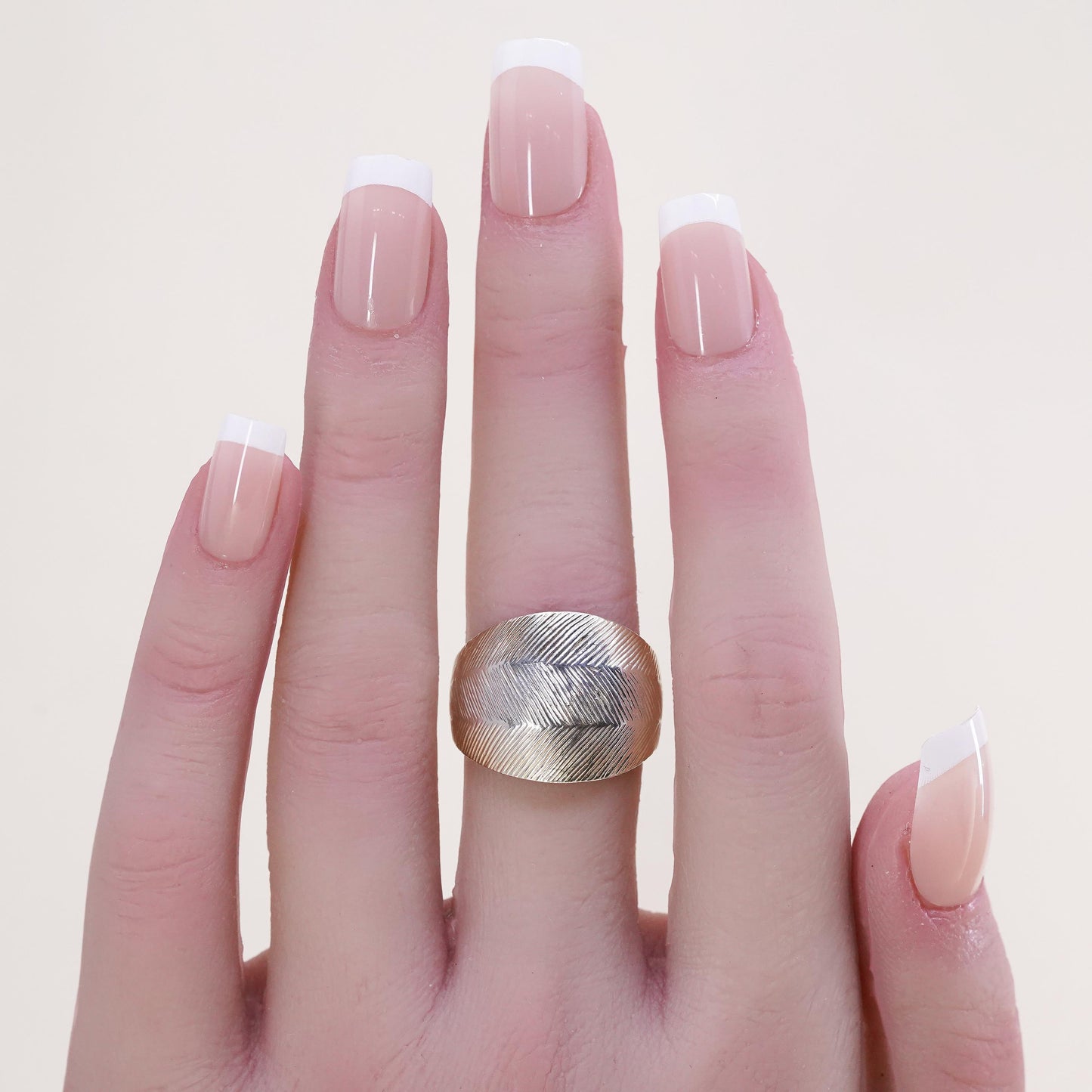 Size 7.25, Vermeil gold over sterling silver textured band ring, love more
