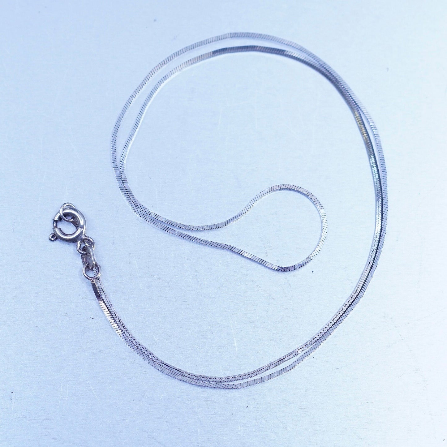16” 1mm, vintage Sterling 925 silver square snake chain necklace