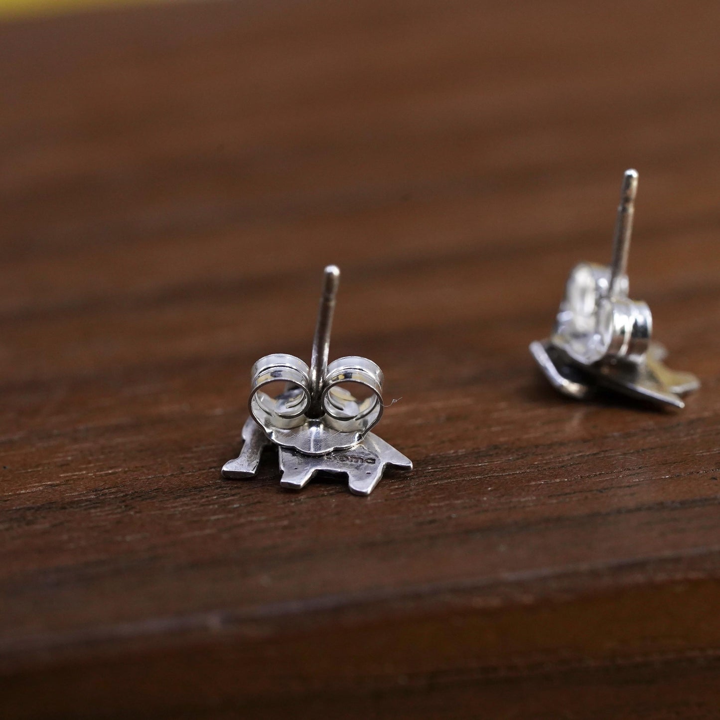 VTG Sterling silver handmade earrings, 925 origami paper folding elephant studs