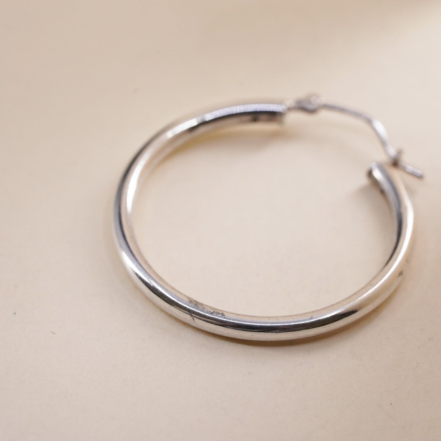 1.25", Vintage sterling silver single earring, bold minimalist primitive hoop