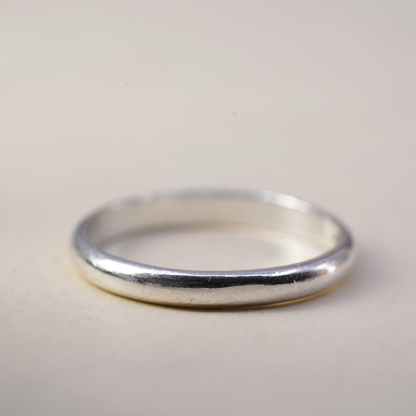 Size 6 Vintage sterling silver handmade ring, 925 silver band, wedding band