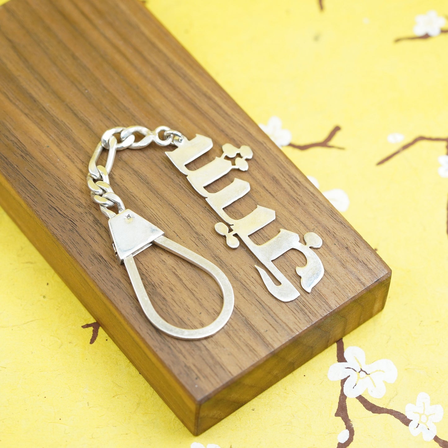 Vintage sterling silver 925 handmade keychain with monogram “MMJ”