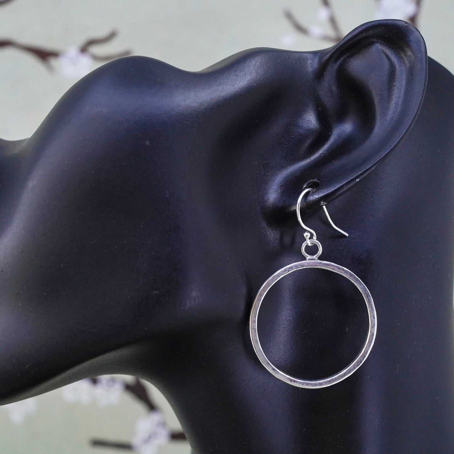 Vintage A. Dewitt Sterling Silver hammered Circle Hoop Earrings Retired 925