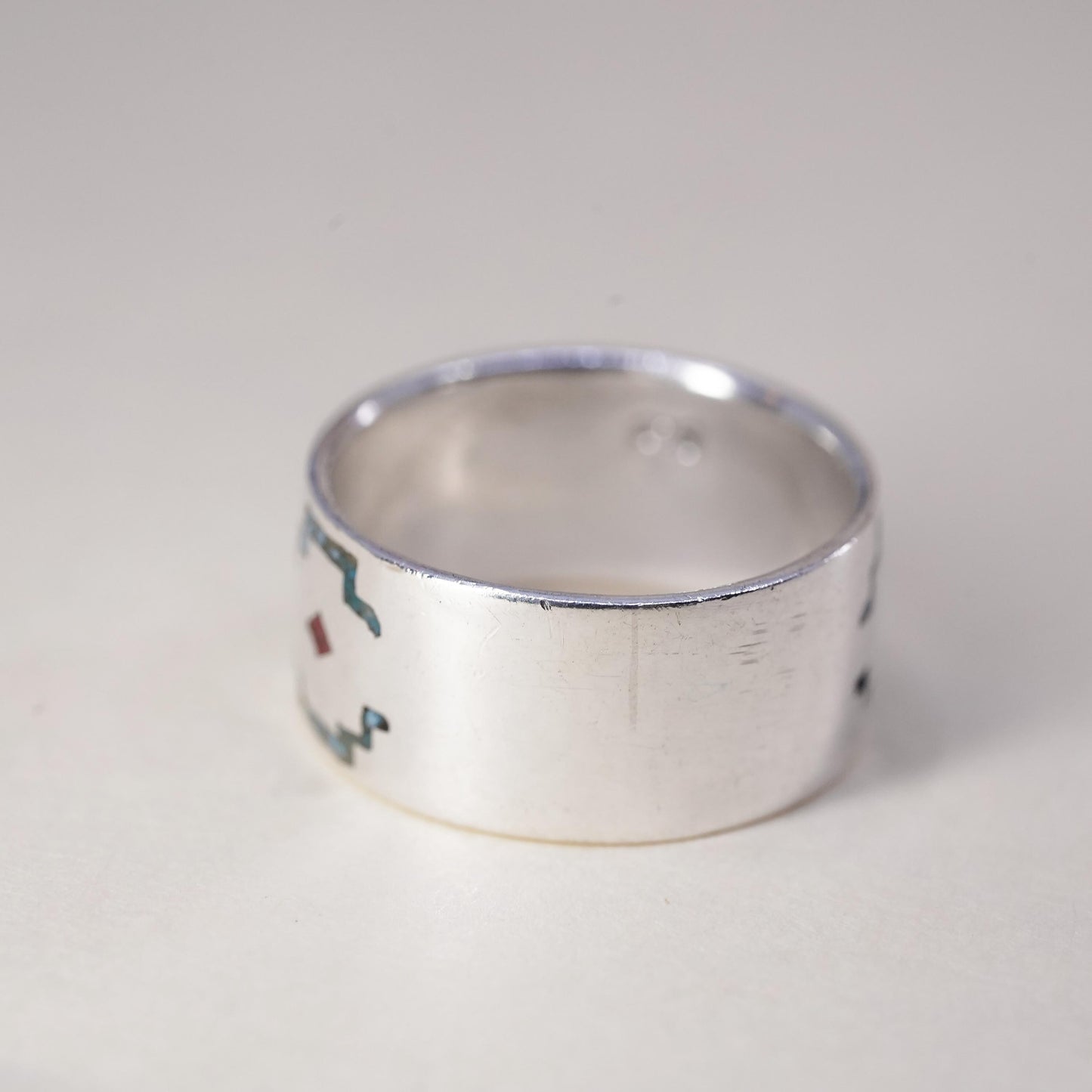 sz 6.75, Native American sterling silver ring, 925 band turquoise, Southwestern