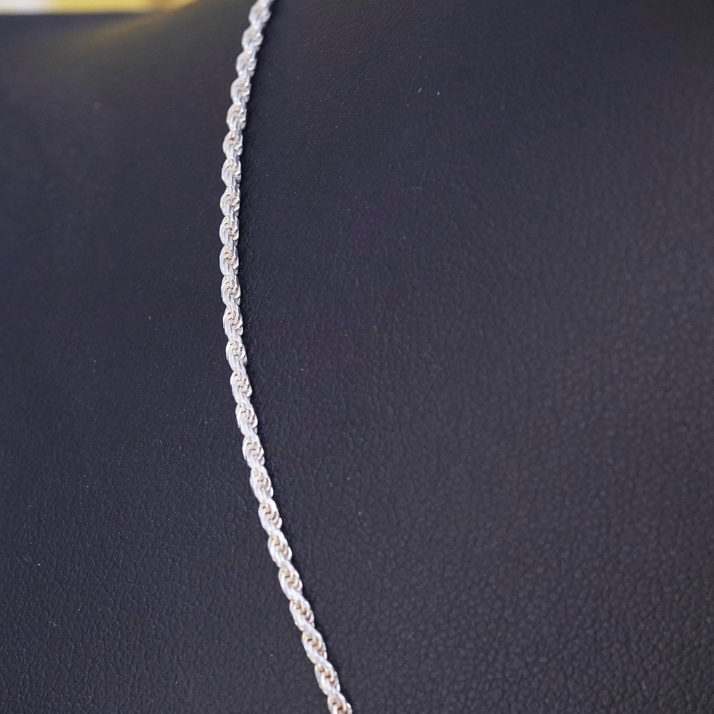 16" 2mm, vintage Italian Sterling silver necklace, 925 diamond rope chain