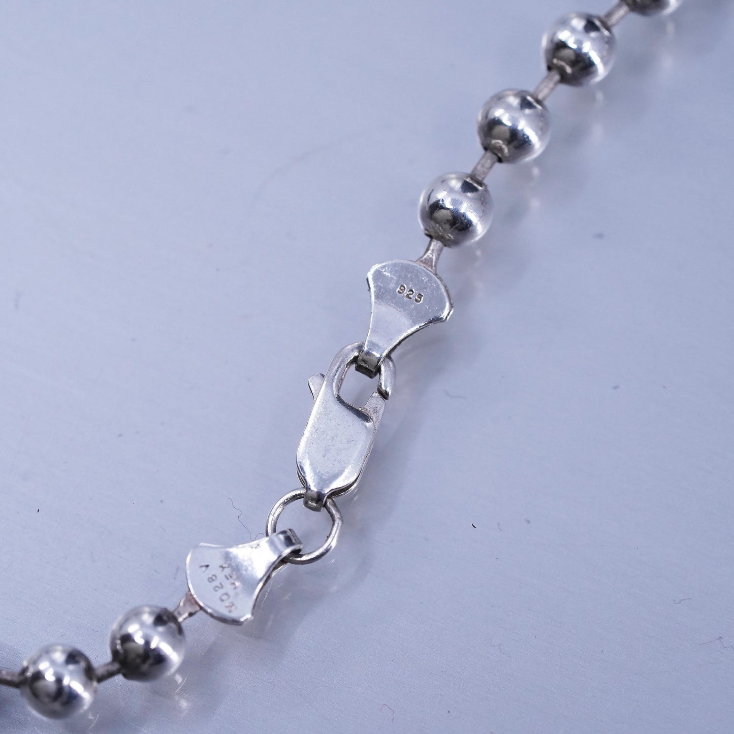 20” 5mm, vintage Sterling 925 silver handmade bead chain necklace