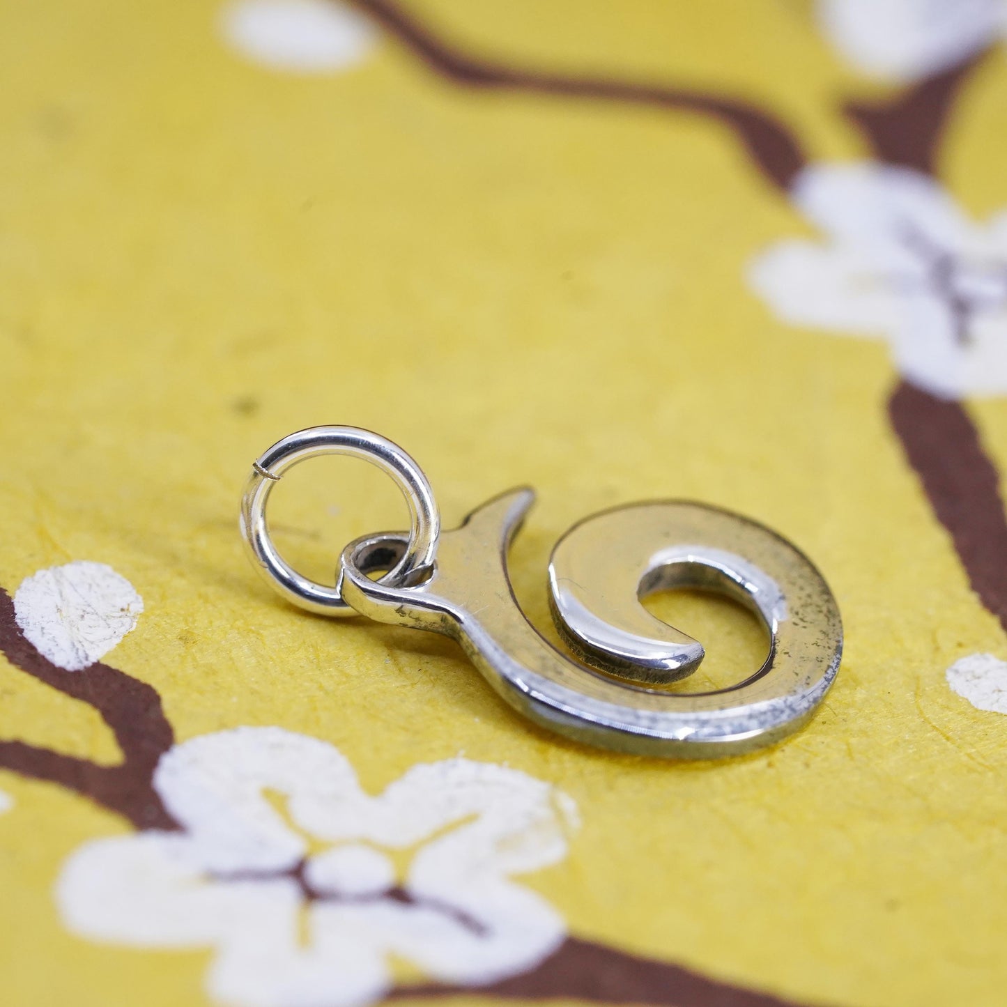 Vintage Sterling silver handmade charm, 925 spiral tag pendant