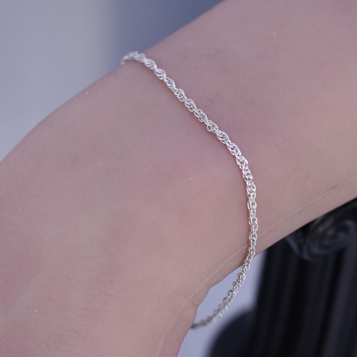 7.25" 2mm, vintage Sterling 925 silver bracelet, Singapore rope chain