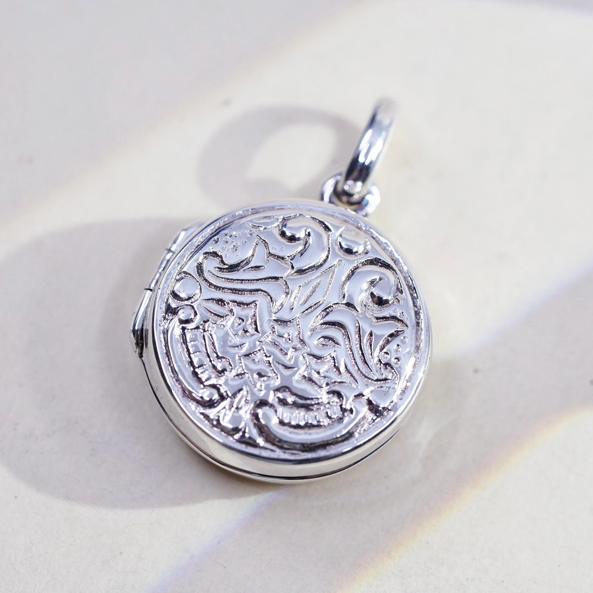 vintage Sterling silver handmade prayer box pendant, 925 photo locket charm