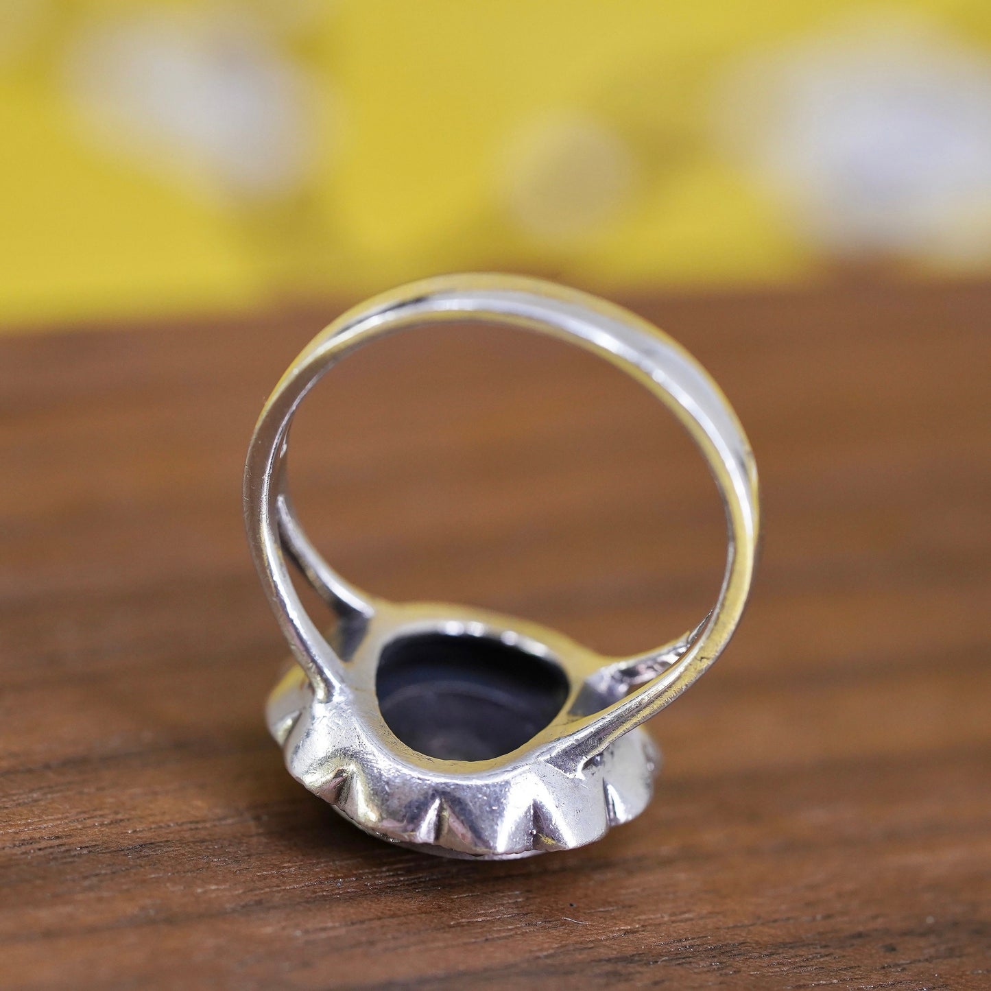 Size 9.25, Sterling 925 silver handmade ring with black onyx and marcasite