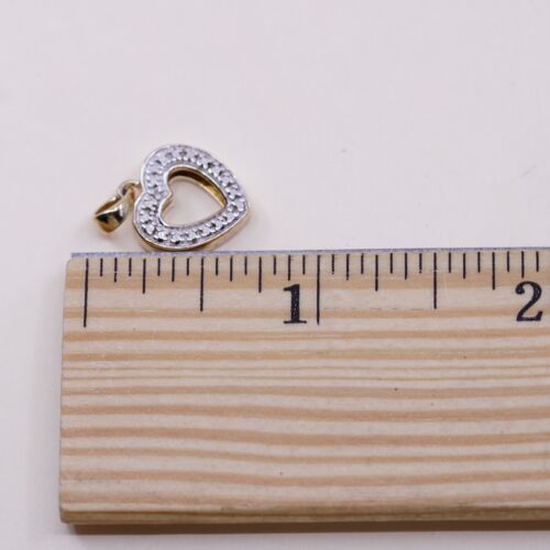 VTG vermeil Gold over Sterling silver pendant, 925 heart pendant with diamond