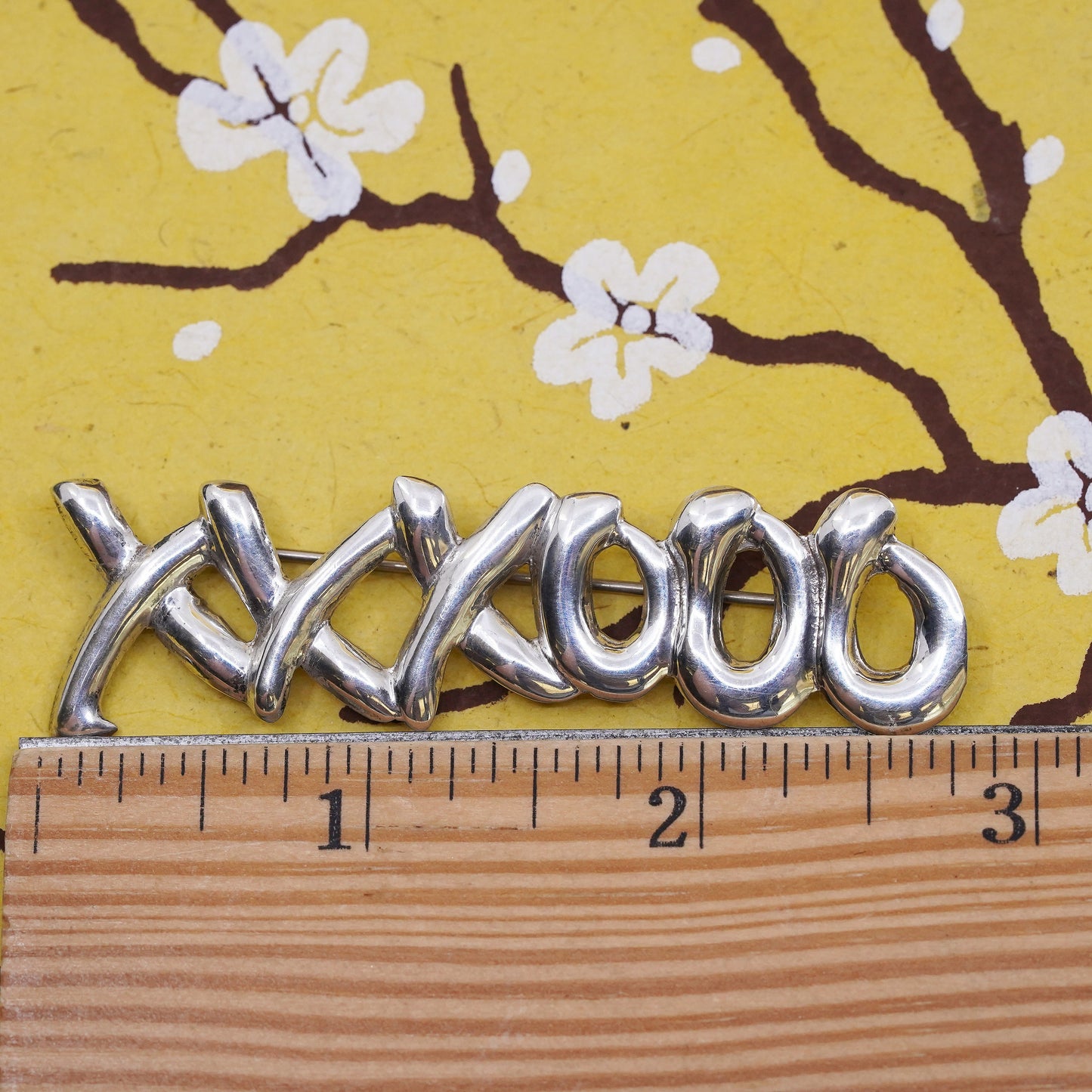 Vintage handmade Mexico sterling 925 silver XOXOXO brooch pendant