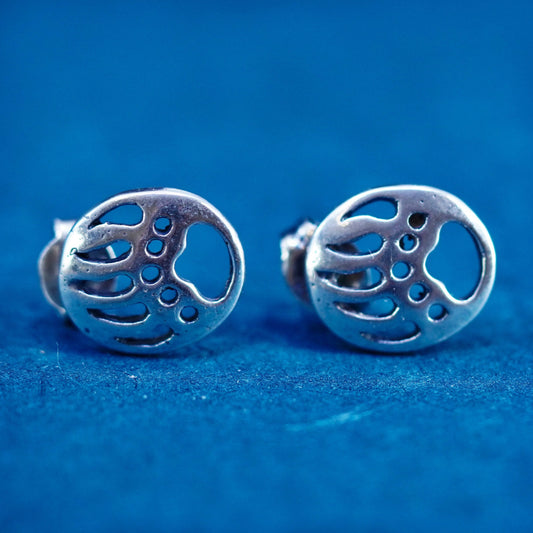 Vintage Native American sterling silver handmade earrings, 925 bear paw studs