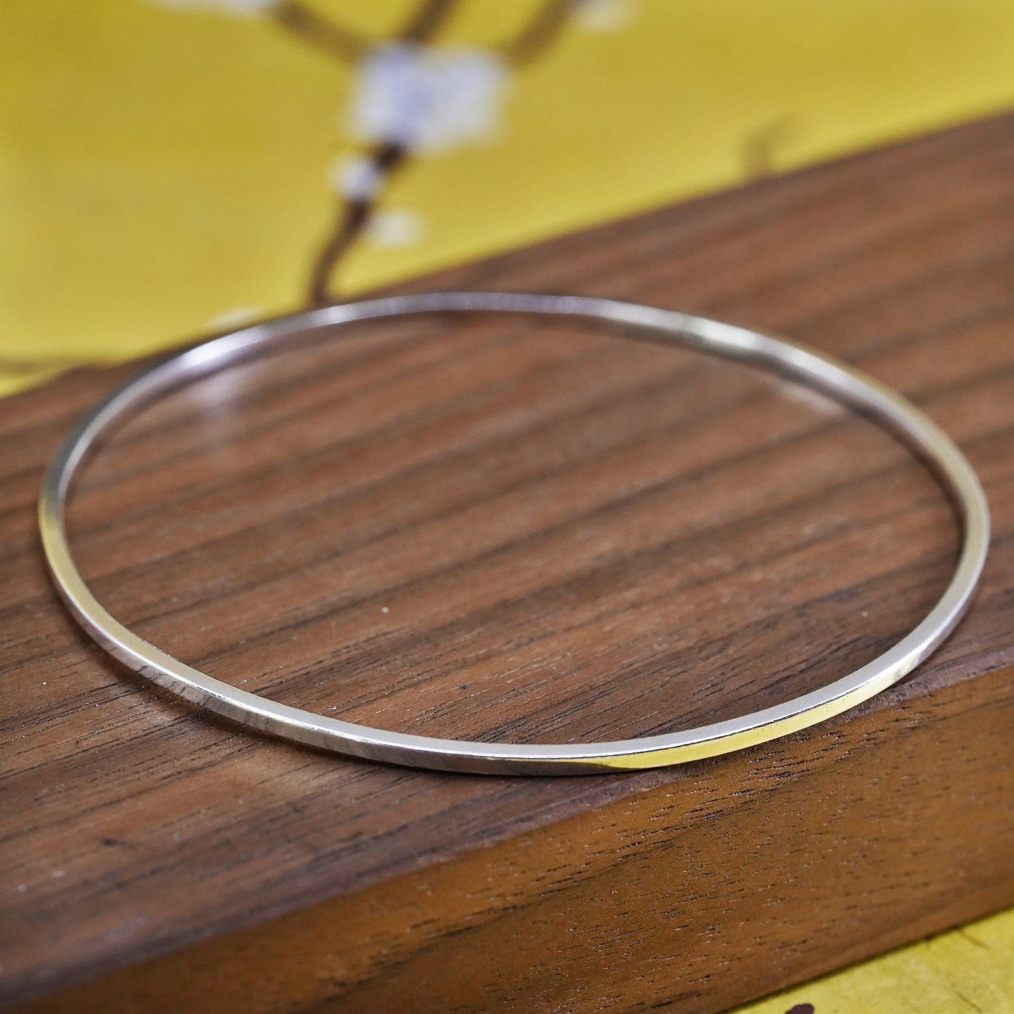 8", Vintage Sterling silver handmade stackable bracelet, 925 bangle