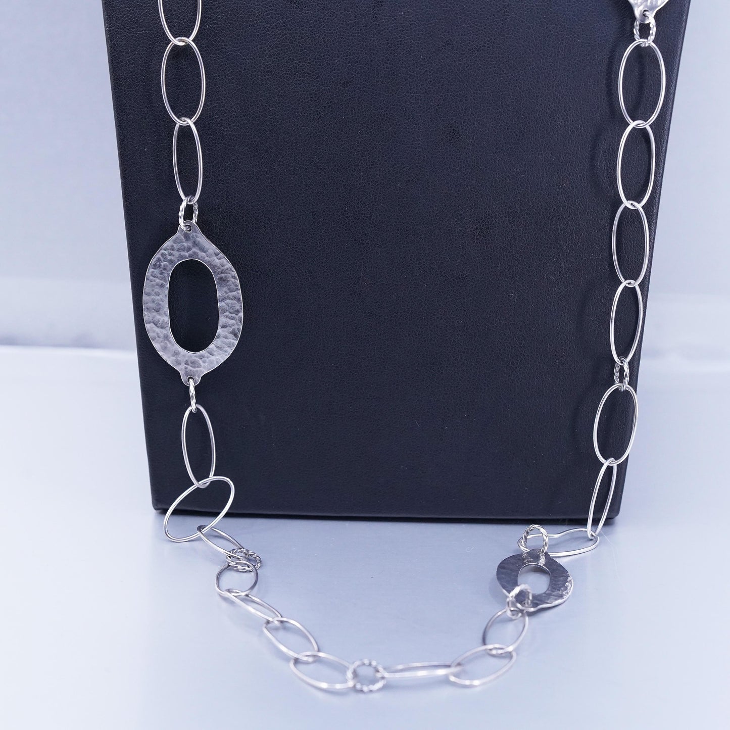 35”, Silpada N1506 925 Sterling Silver Oxidized Hammered extra long Necklace