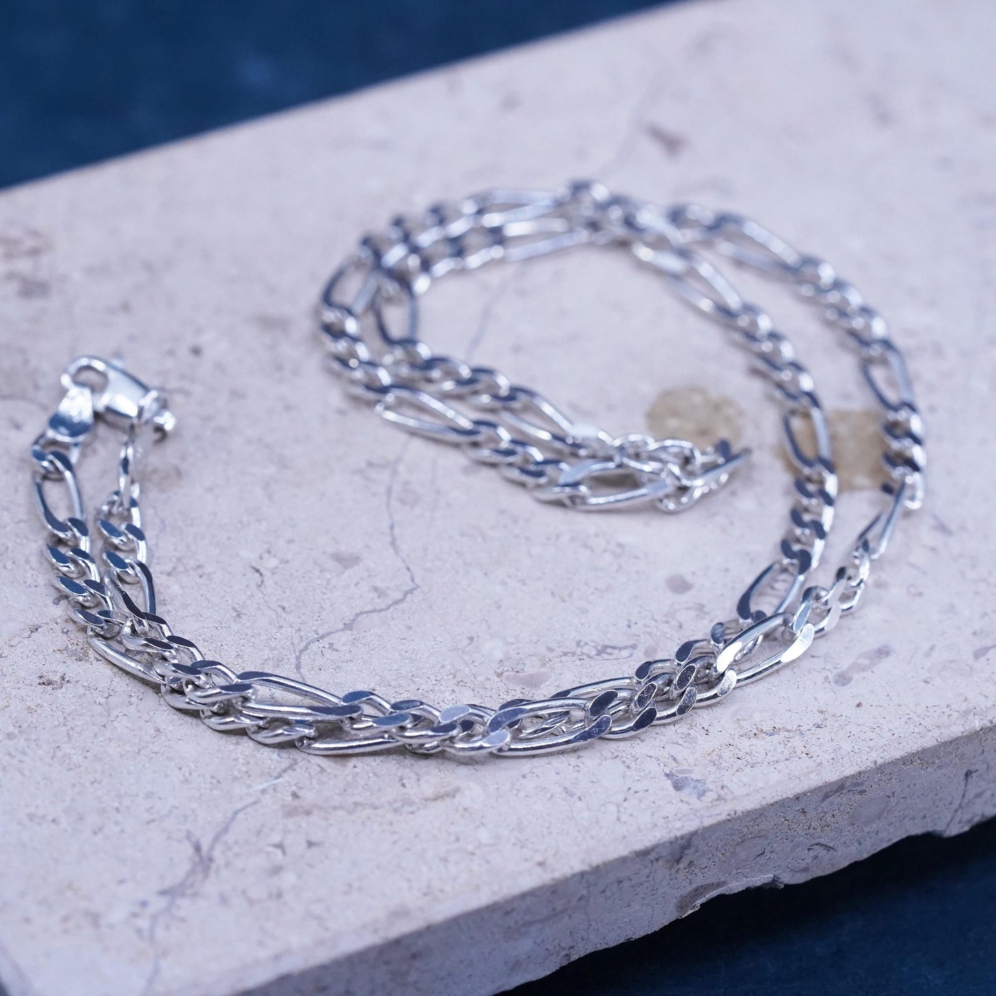 20”, 5mm, vintage Sterling silver handmade necklace, 925 Figaro link chain
