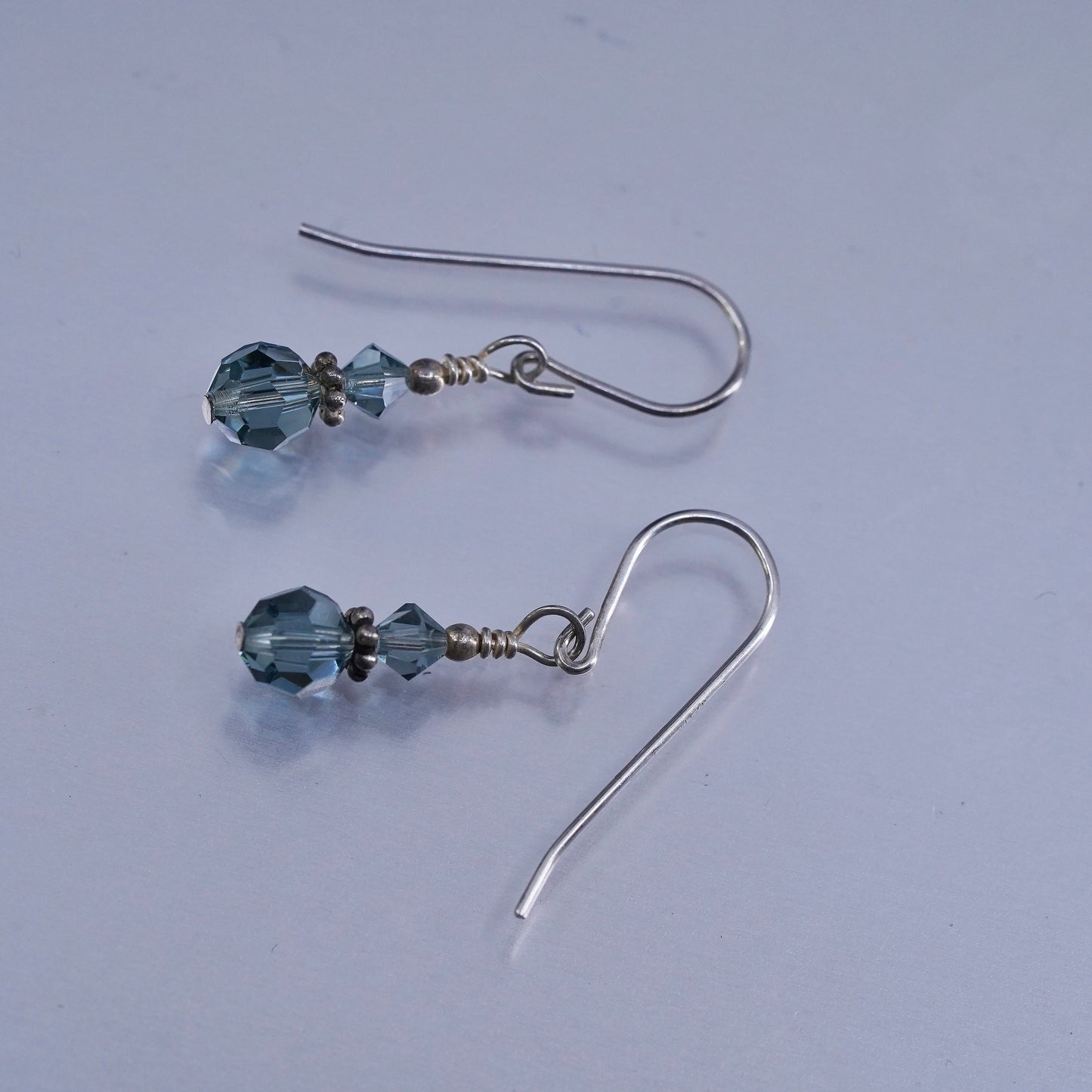 Vintage Sterling 925 silver earrings with blue crystal
