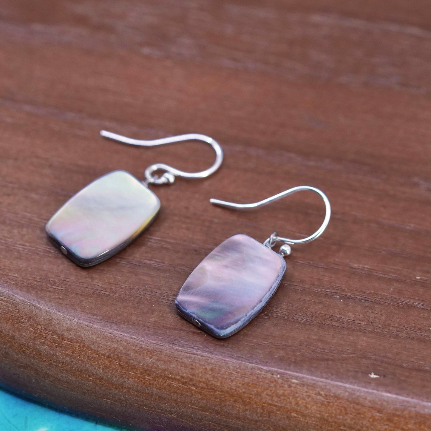 Vintage Mexican Sterling 925 silver handmade earrings with abalone