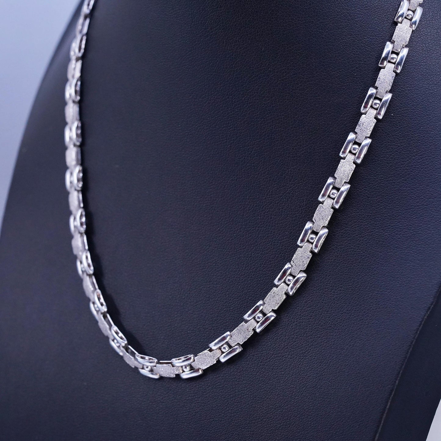 17" 6mm, vintage Italian Sterling 925 silver tennis necklace